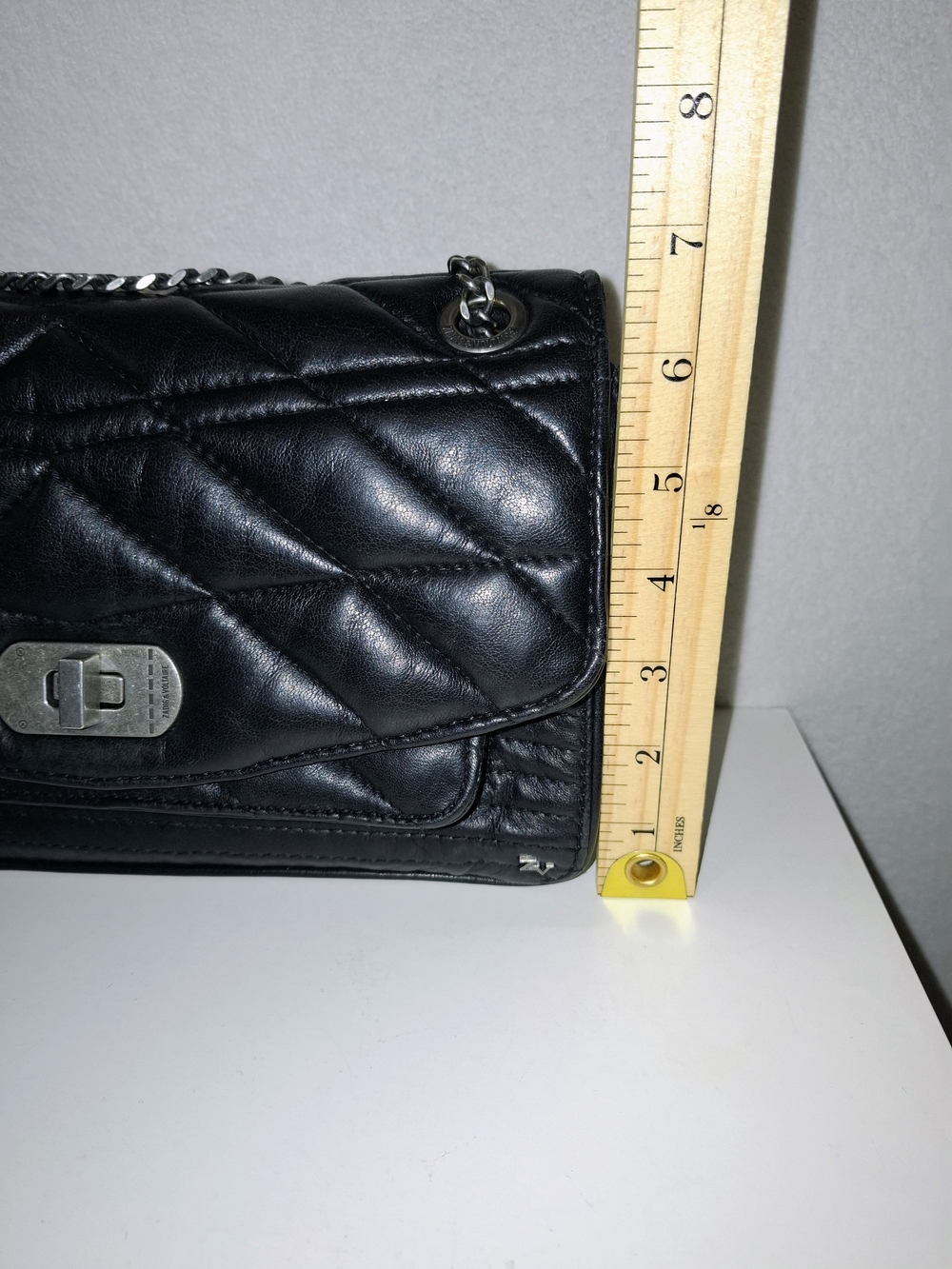 Zadig & Voltaire Black Quilted Shoulder Bag with Silver Chain - Picture 15 of 16
